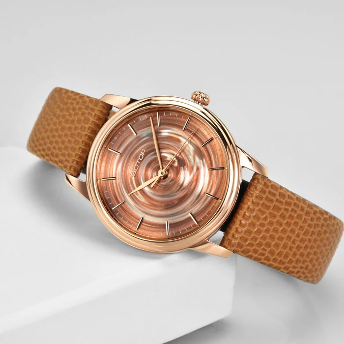 New Gorgeous Water Ripple Steel Watch With Colorful Snakeskin Strap For Ladies