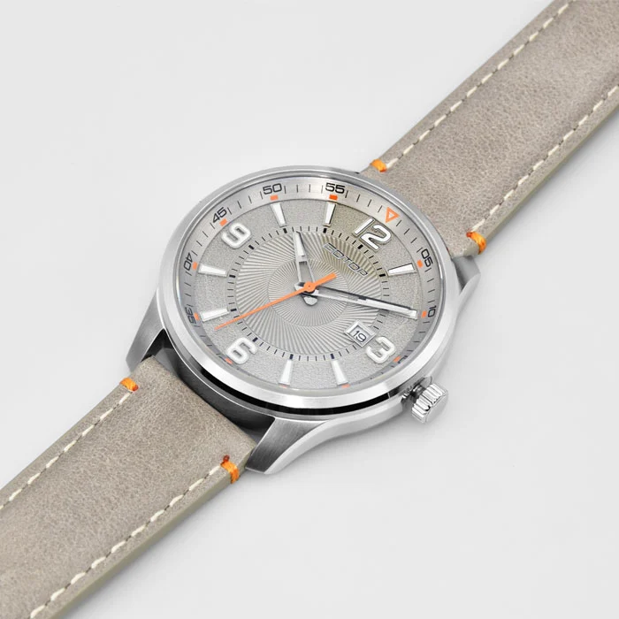 Classic Cool Quartz Steel Watch Factory Custom Textured Leather Strap For Men