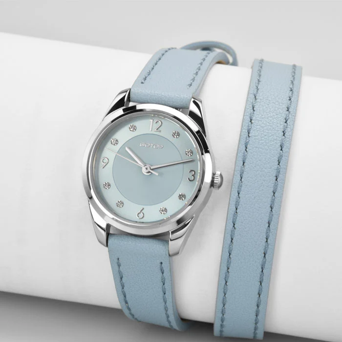 Beautiful Lady 25mm Watches with Double-wrap Leather Strap