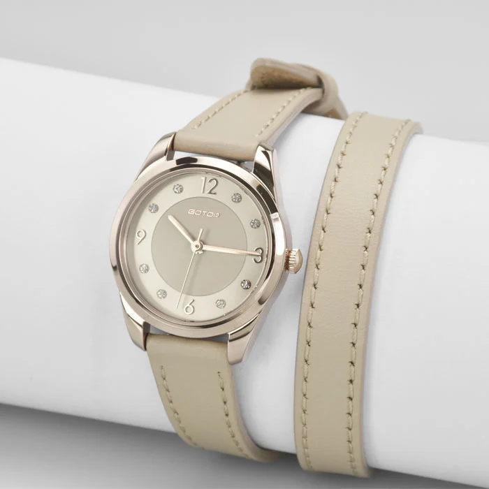 Beautiful Lady 25mm Watches with Double-wrap Leather Strap