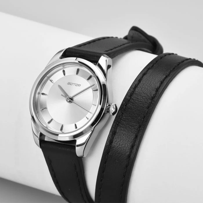 Beautiful Lady 25mm Watches with Double-wrap Leather Strap