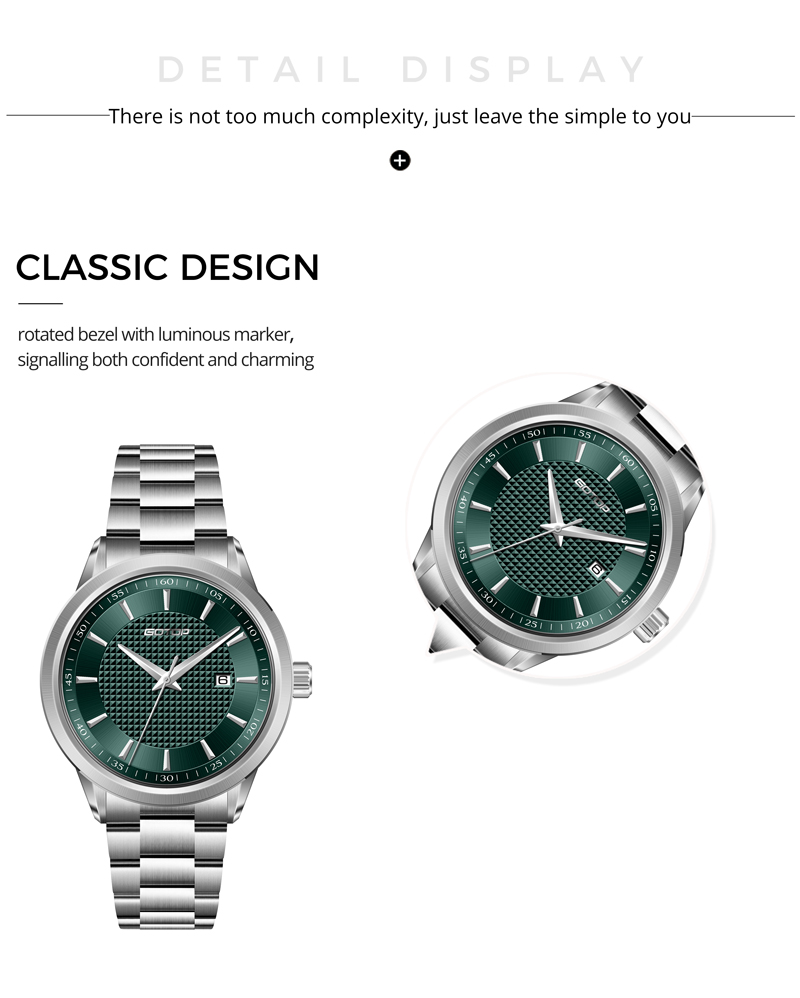 Detail of SS1151 Minimalist Men’s Quartz Watch Elegant 42mm Design Clean Dial Style