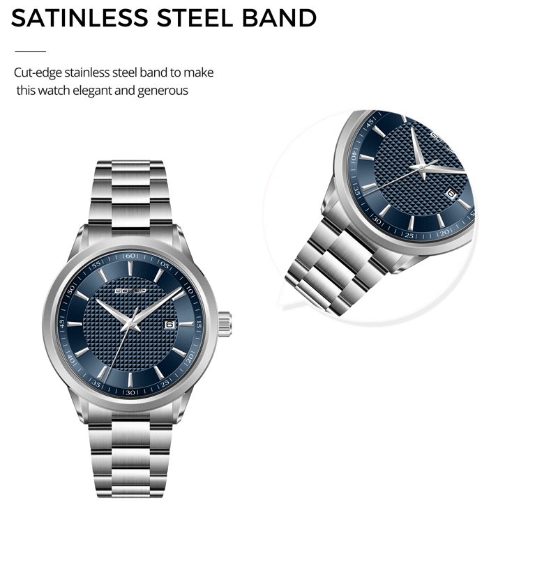 Detail of SS1151 Minimalist Men’s Quartz Watch Elegant 42mm Design Clean Dial Style