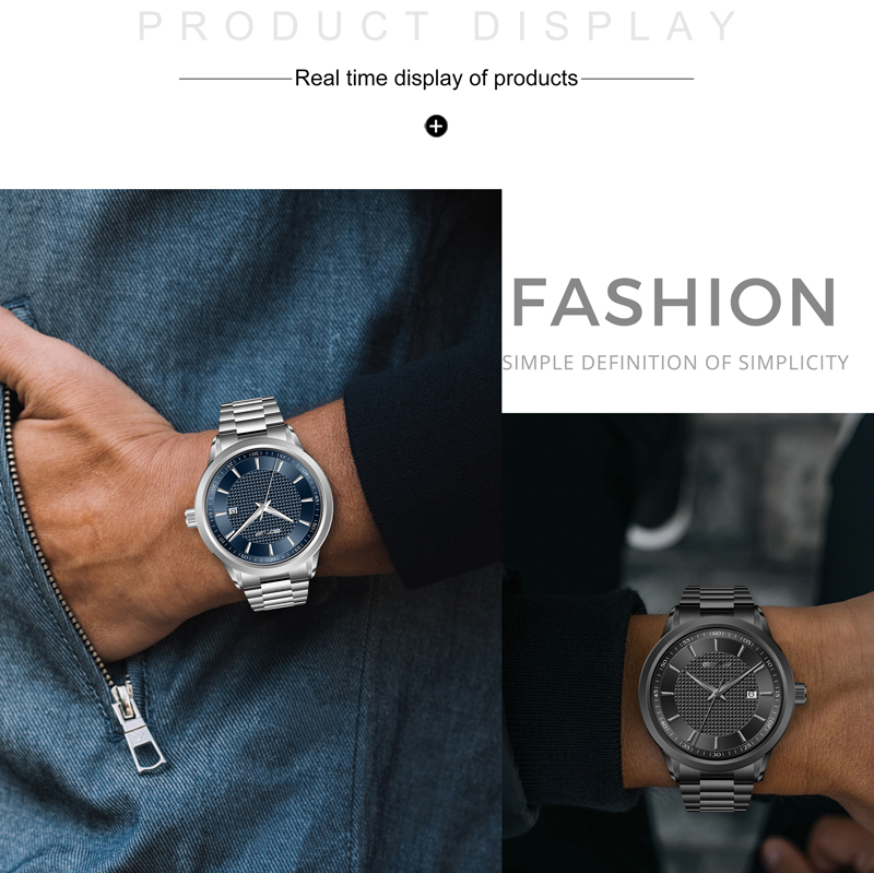 Detail of SS1151 Minimalist Men’s Quartz Watch Elegant 42mm Design Clean Dial Style