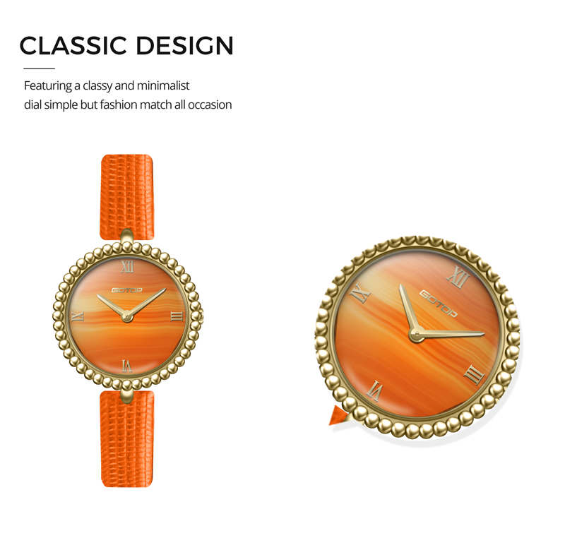 Detail of SS1155 Minimalist Natural Stone Dial Women’s Watches 28mm Premium Case Customizable Genuine Leather