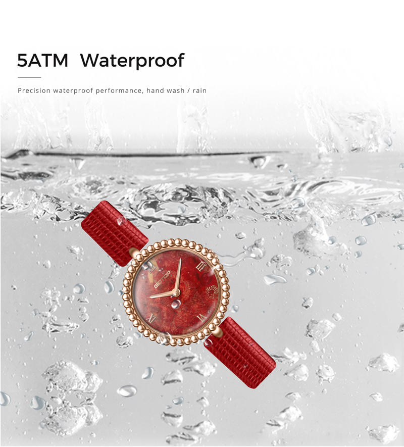 Detail of SS1155 Minimalist Natural Stone Dial Women’s Watches 28mm Premium Case Customizable Genuine Leather