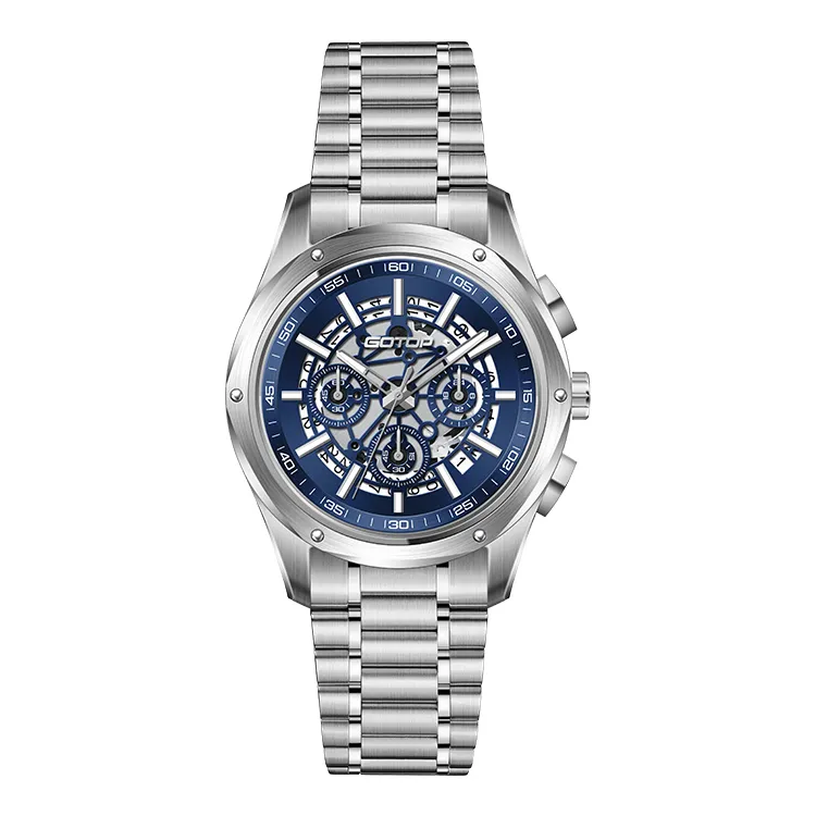 Men’s Skeleton Chronograph Watch Luxury Sports Watches Sapphire Crystal 43mm Stainless Steel